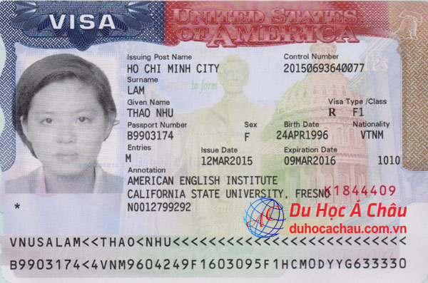 visa du học mỹ 2016 Lâm Như Thảo
