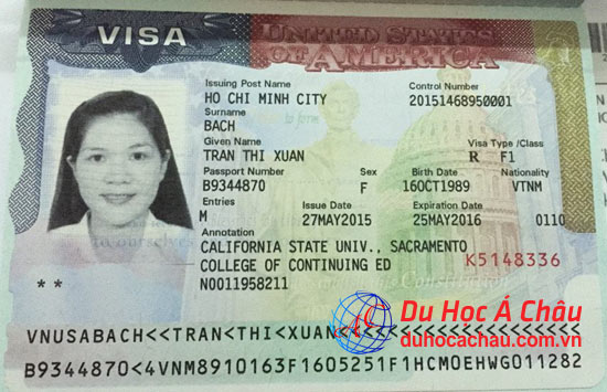 visa du học Mỹ trường California State University - xuân trân